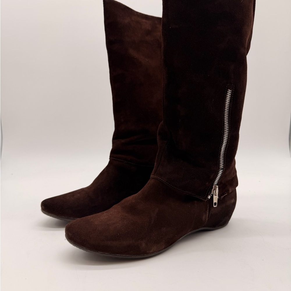 B2 by Browns Velour Suede Tall Boots Dark Brown Size 9 B EU 39 (new without tag)